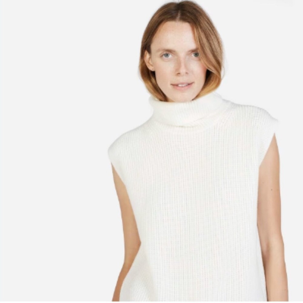 Everlane -Women’s The Chunky 100% Wool Sleeveless Turtleneck Vest Sweater Top Xs View 3